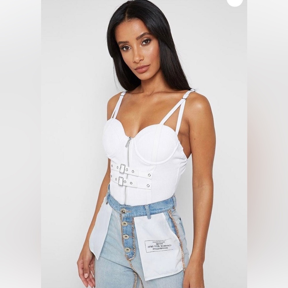 Maniere de Voir Ribbed Corset Bodysuit